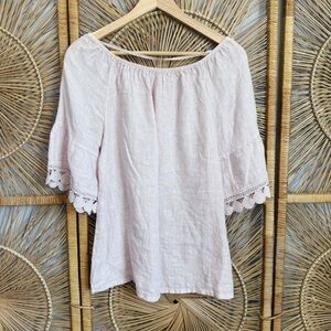Terzo Millenio Made in Italy 100% Linen Pale Pink Women's Top Blouse SZ S